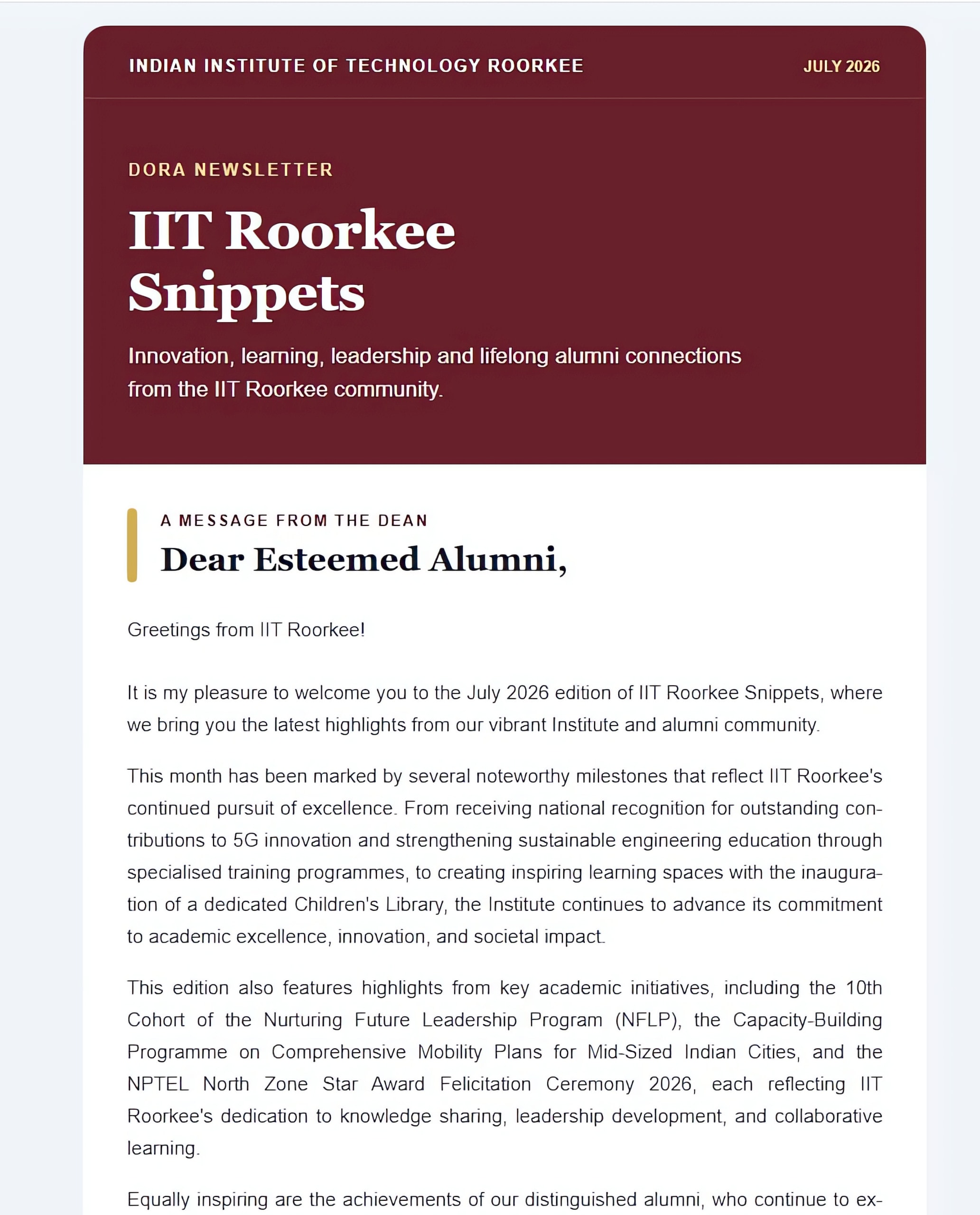 Front page of Snippets, July 2026